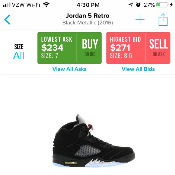 Air Jordan Retro 5 Black Metallic Size 13 (2016) - Picture 8 of 8